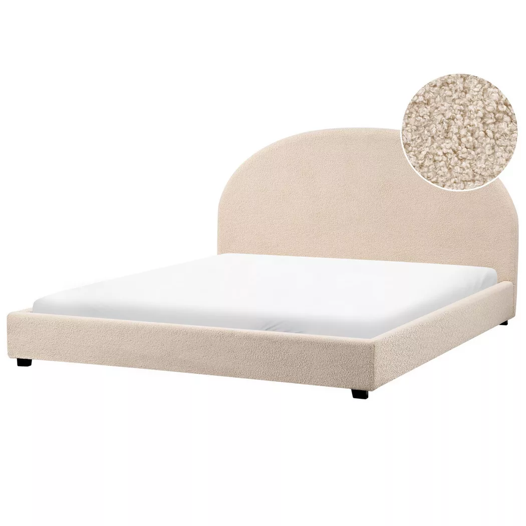 Beliani - Wasserbett aus Bouclé  VAUCLUSE, Perle