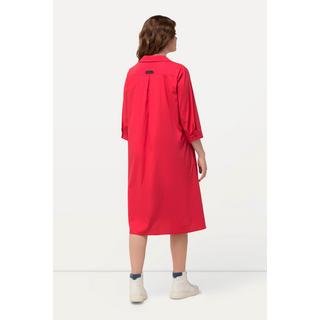 Ulla Popken  Robe tunique à manches 3/4, col chemise - ligne A 