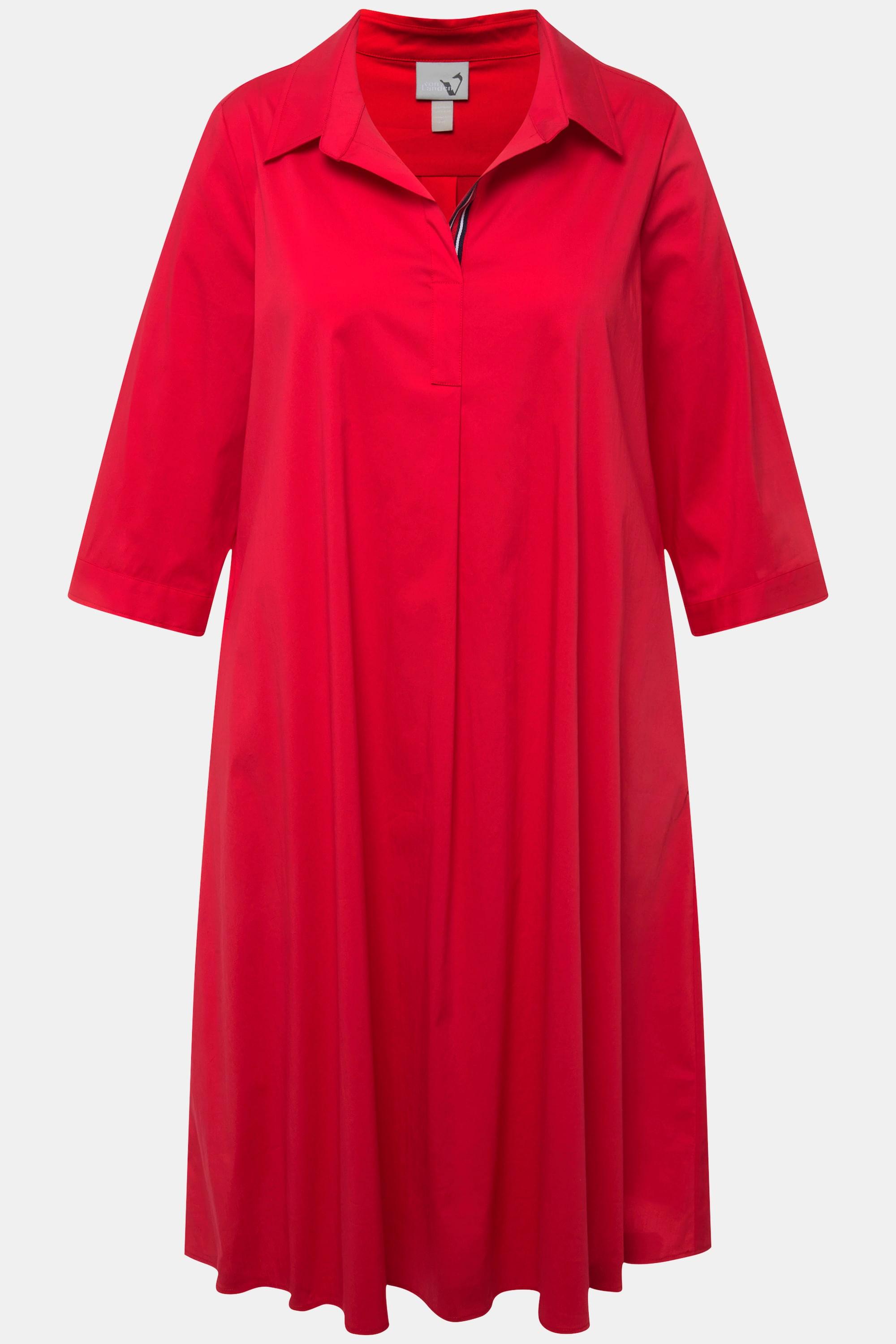 Ulla Popken  Robe tunique à manches 3/4, col chemise - ligne A 