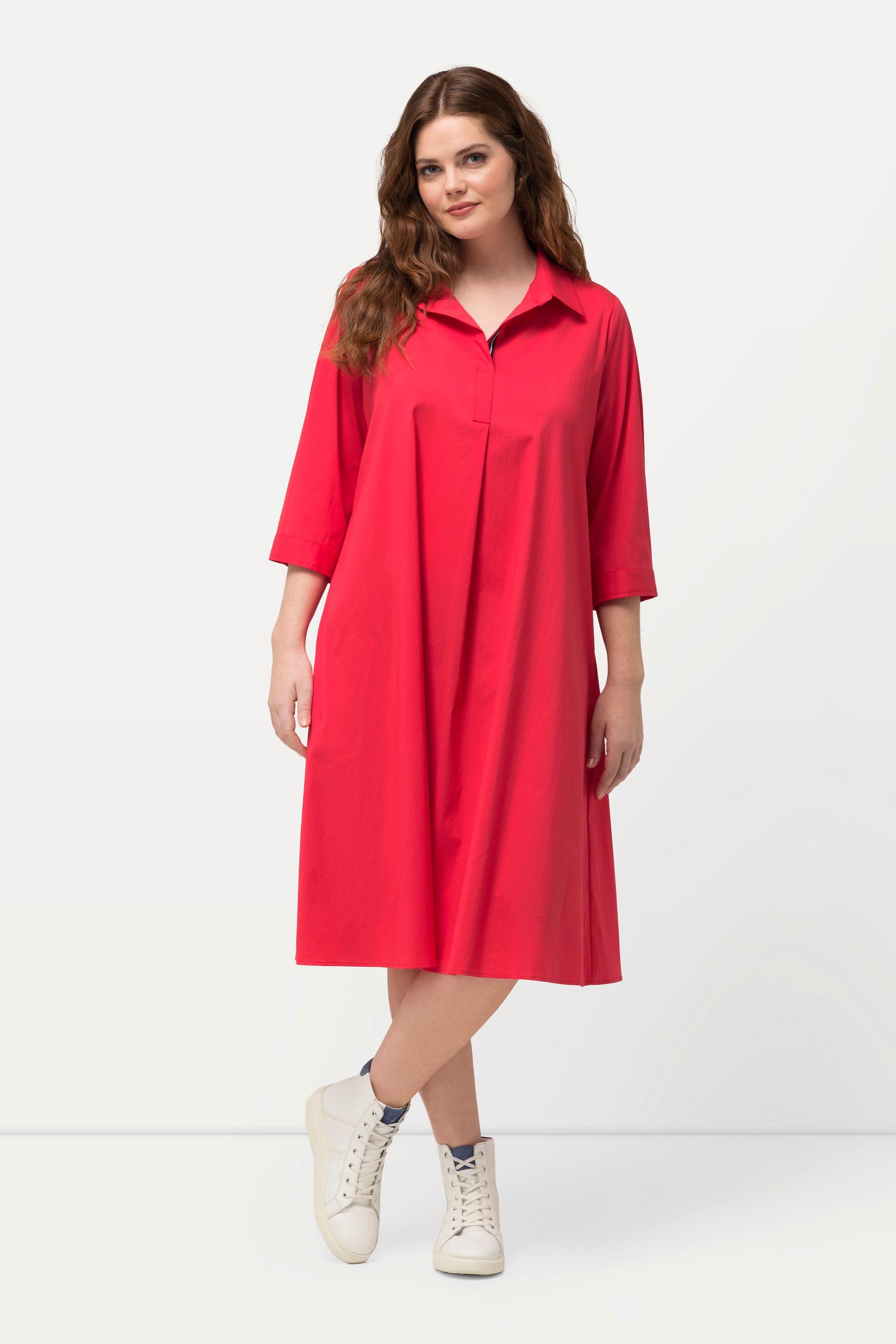 Ulla Popken  Robe tunique à manches 3/4, col chemise - ligne A 