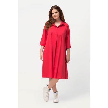 Robe tunique à manches 3/4, col chemise - ligne A