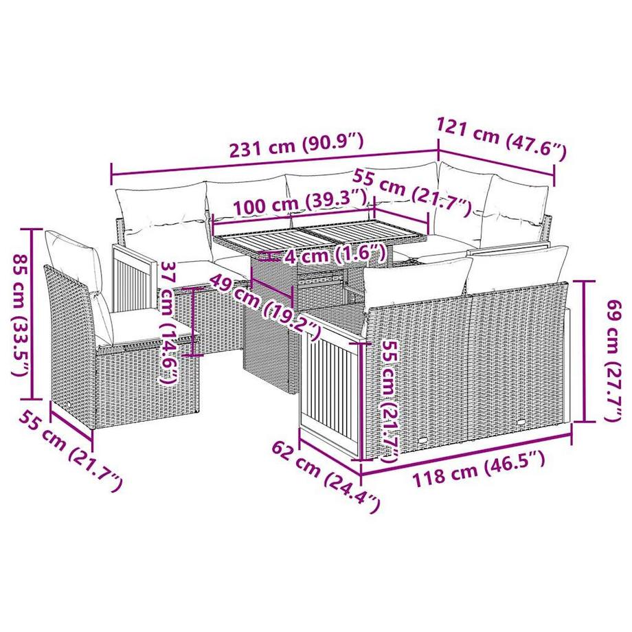 VidaXL Ensemble de canapés de jardin rotin synthétique  