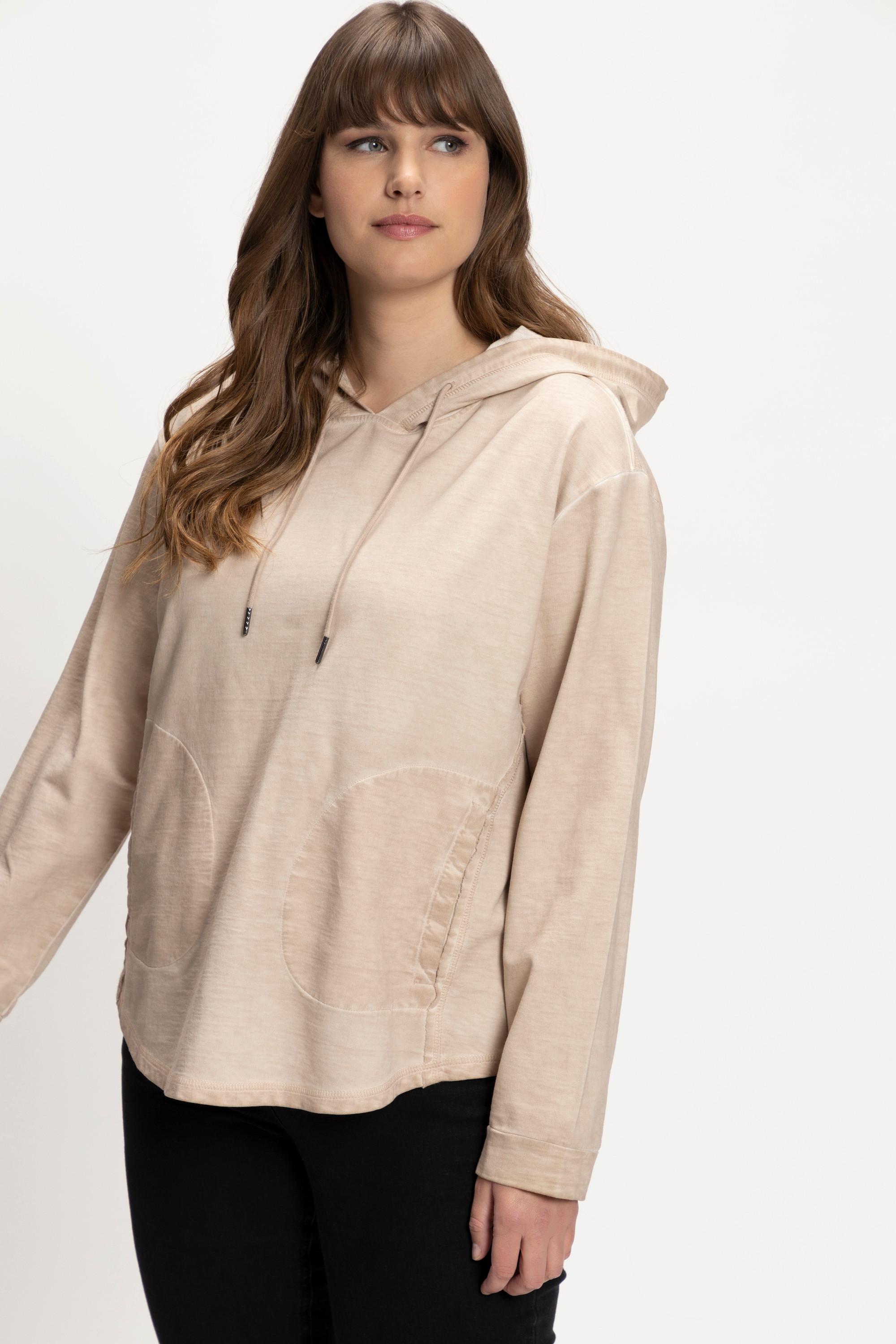 Ulla Popken  Sweat à capuche, détails en velours côtelé, oversized, manches longues 