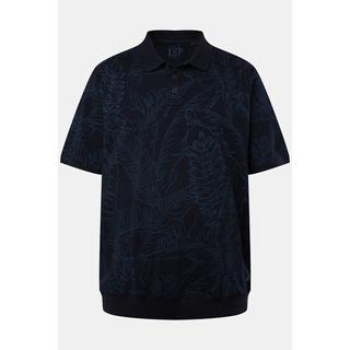 JP1880  Maglia polo in piqué con taglio speciale per l'addome e mezze maniche blu scuro 