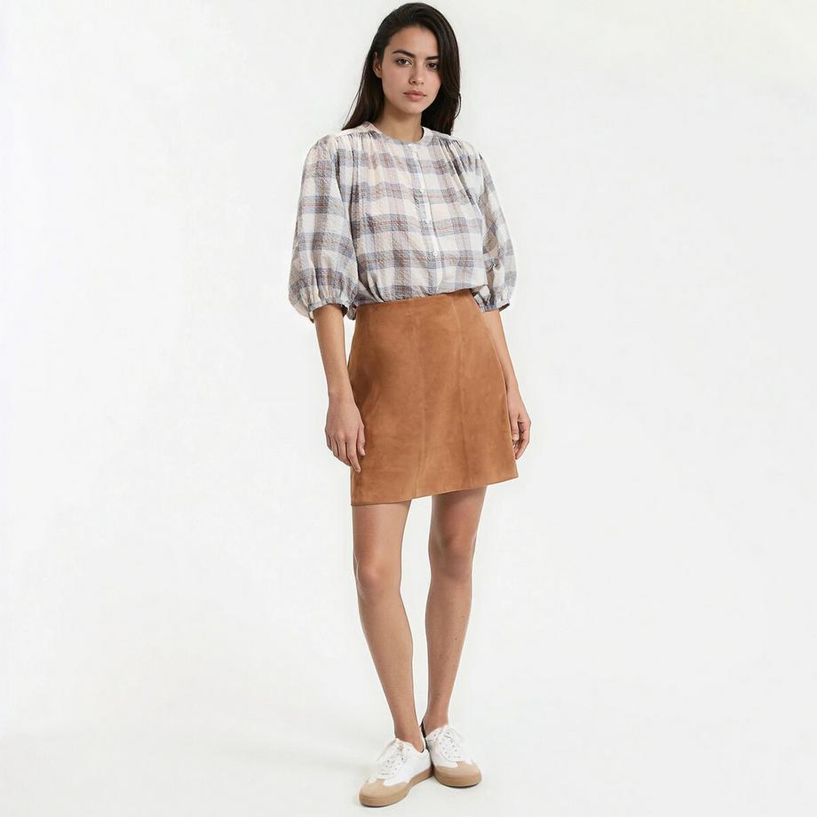 La Redoute Collections Jupe courte évasée en cuir de mouton  