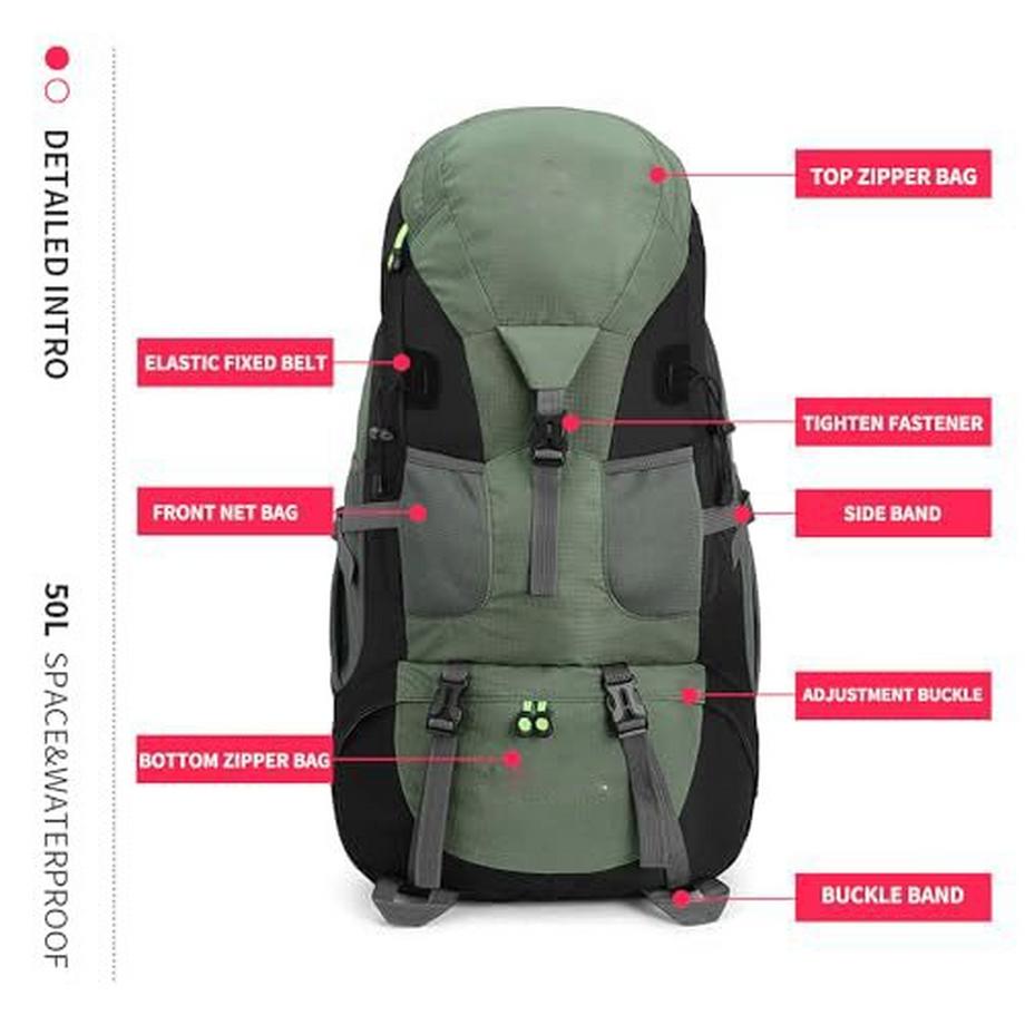 Only-bags.store 50L Leichter wasserfester Wanderrucksack  