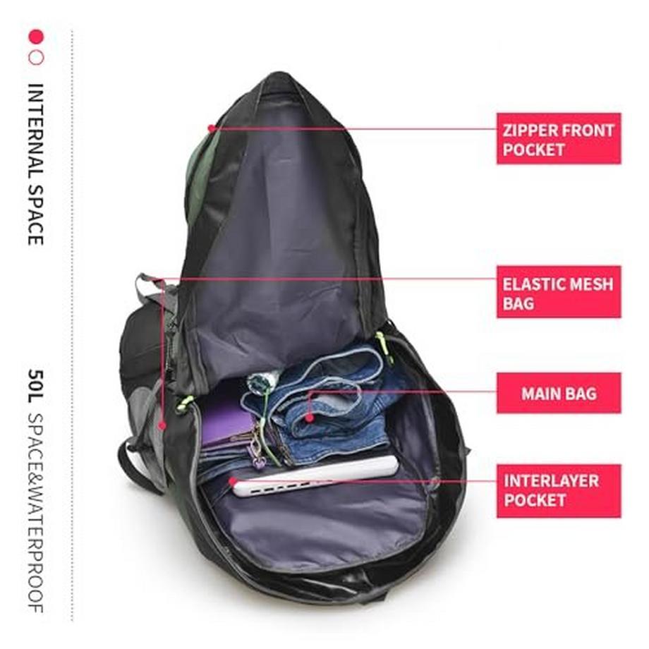 Only-bags.store 50L Leichter wasserfester Wanderrucksack  
