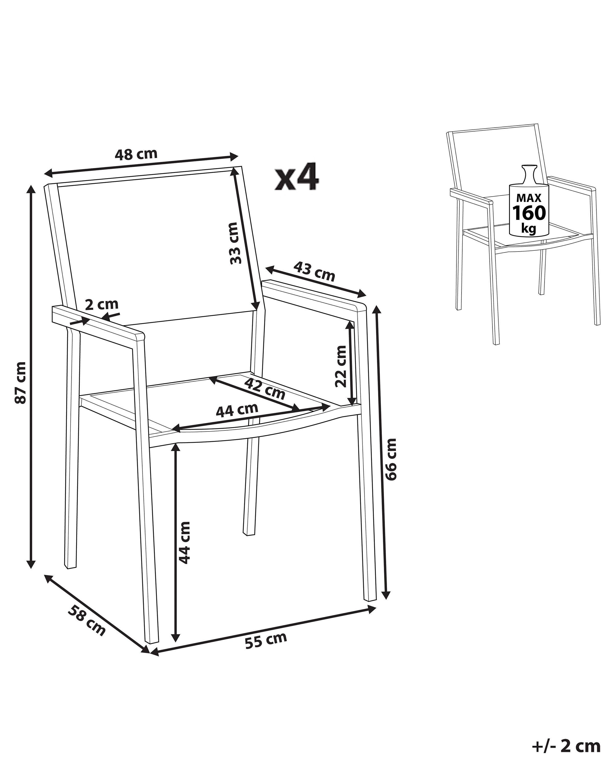 Beliani Lot de 4 chaises de jardin en Acier inox Moderne GROSSETO  