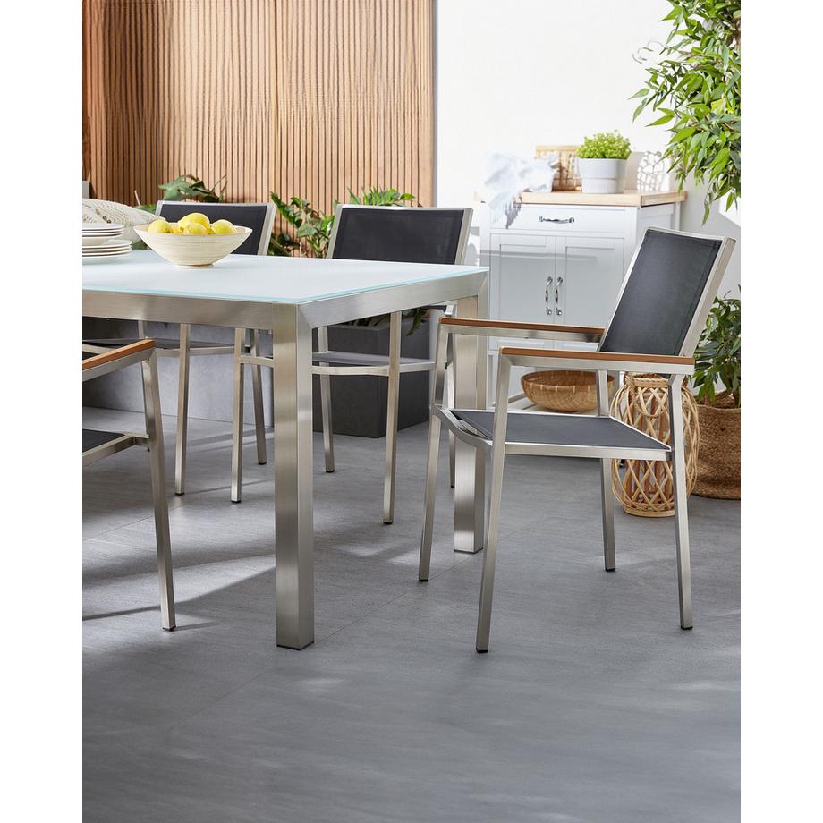 Beliani Set di 4 sedie da giardino en Acciaio inox Moderno GROSSETO  