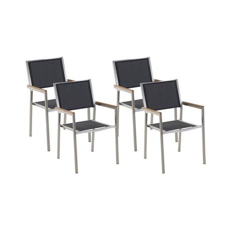 Beliani Lot de 4 chaises de jardin en Acier inox Moderne GROSSETO  