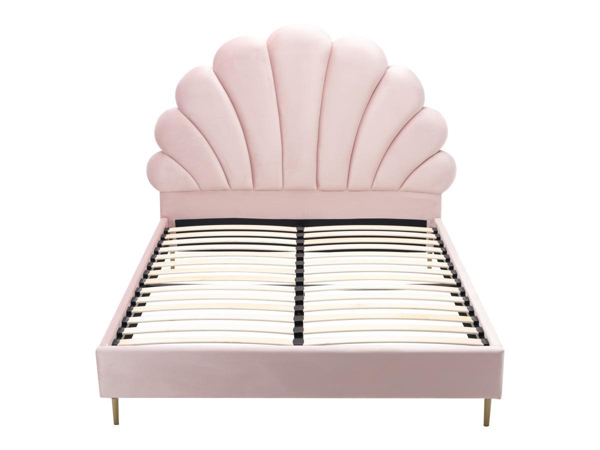 Vente-unique Letto conchiglia 160 x 200 cm Velluto Rosa + Materasso - LIVAYA  