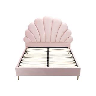 Vente-unique Lit coquillage 160 x 200 cm - Velours - Rose + Matelas - LIVAYA  