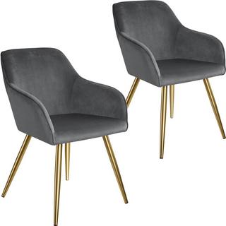 Tectake 2 Chaises MARILYN Effet Velours Style Scandinave  