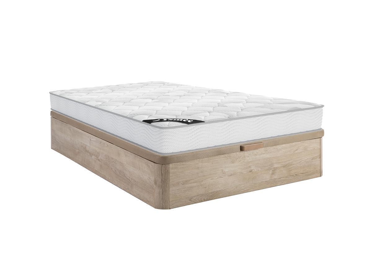 Ysmée Ensemble 140 x 190 cm sommier coffre naturel clair + matelas ressorts ensachés ép.20cm - SONGE de YSMÉE  