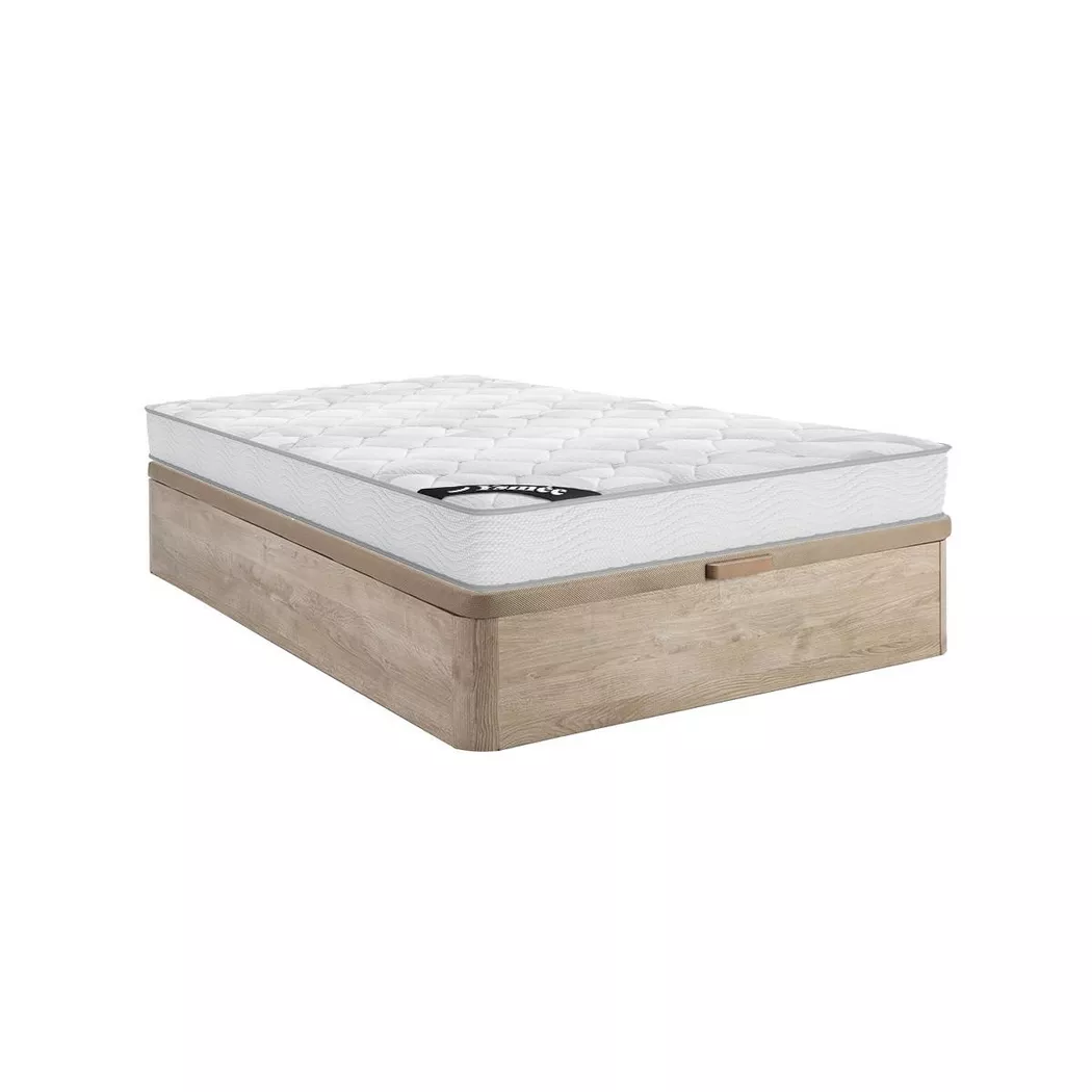 Vente-unique - Ensemble 140 x 190 cm sommier coffre naturel clair + matelas ressorts ensachés ép.20cm - songe de ysmée