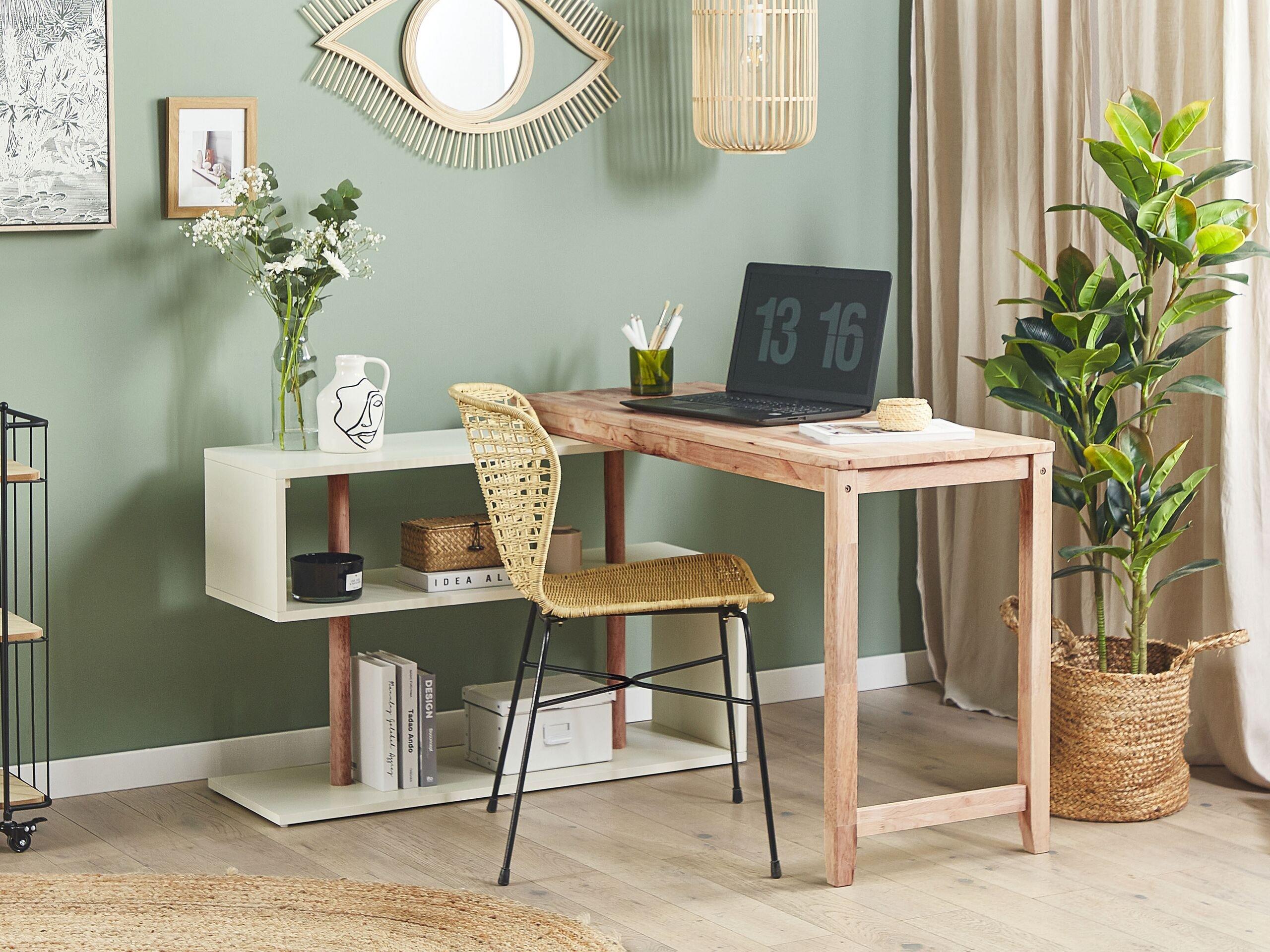 Beliani Verstellbarer Schreibtisch aus Gummibaumholz Modern CHANDLER  