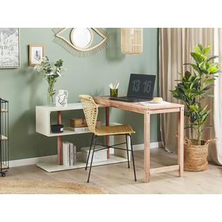Beliani Verstellbarer Schreibtisch aus Gummibaumholz Modern CHANDLER  