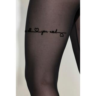 Ulla Popken  Strumpf-Leggings, Love is all, Mesh, Flockdruck 