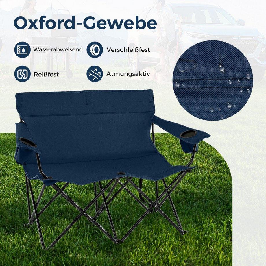 Northix Chaise de camping pour 2 personnes avec porte-gobelets  
