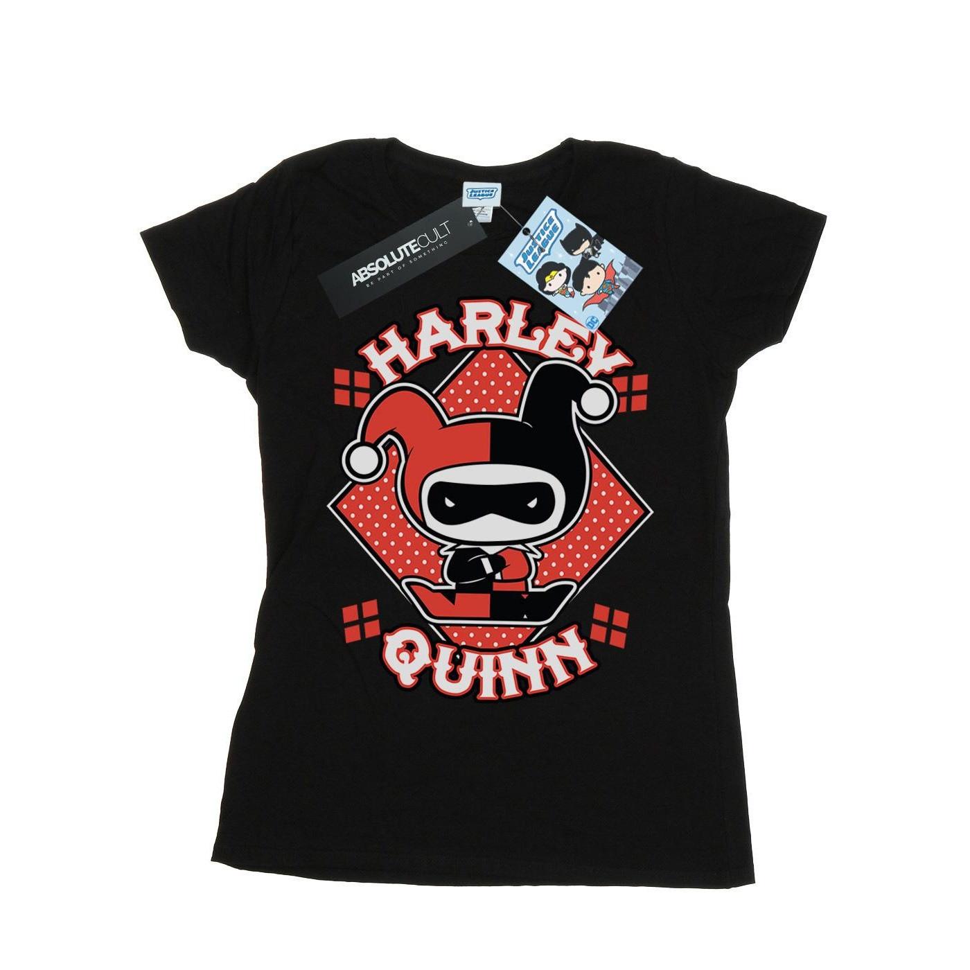 Image of Chibi Harley Quinn Badge Tshirt Damen Schwarz S