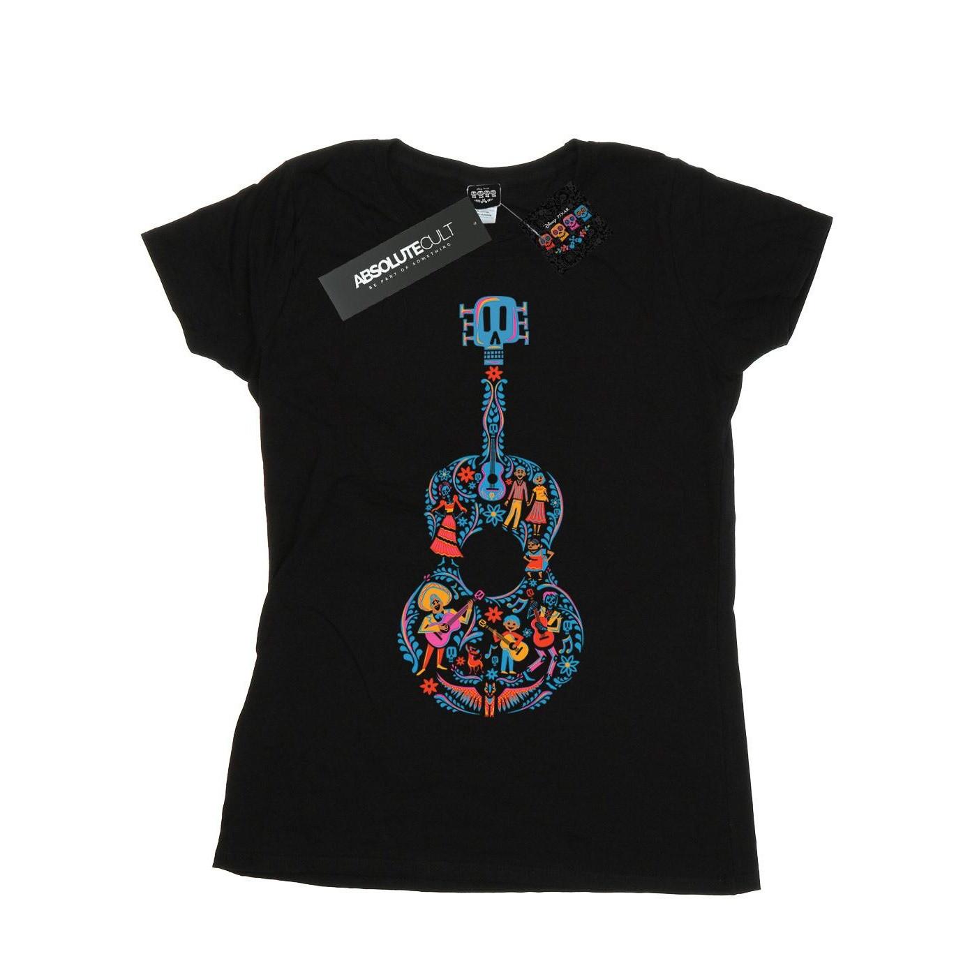 Image of Coco Guitar Pattern Tshirt Damen Schwarz L