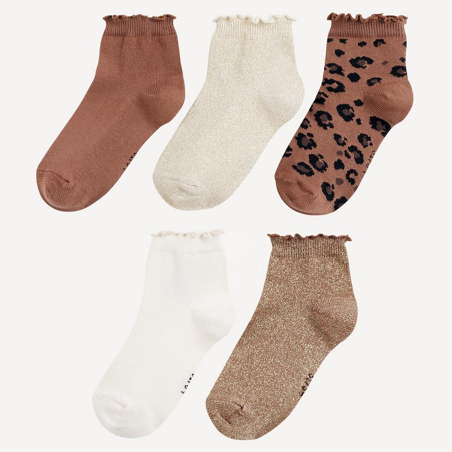 La Redoute Collections  5er-Pack einfarbige Socken mit Leopardenmuster 