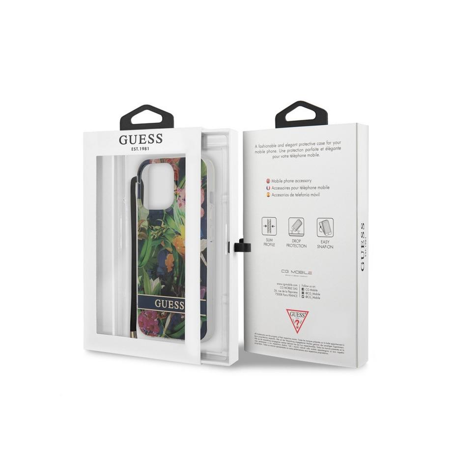 GUESS  Hülle iPhone 13 Pro Flowers + Nylonkette 