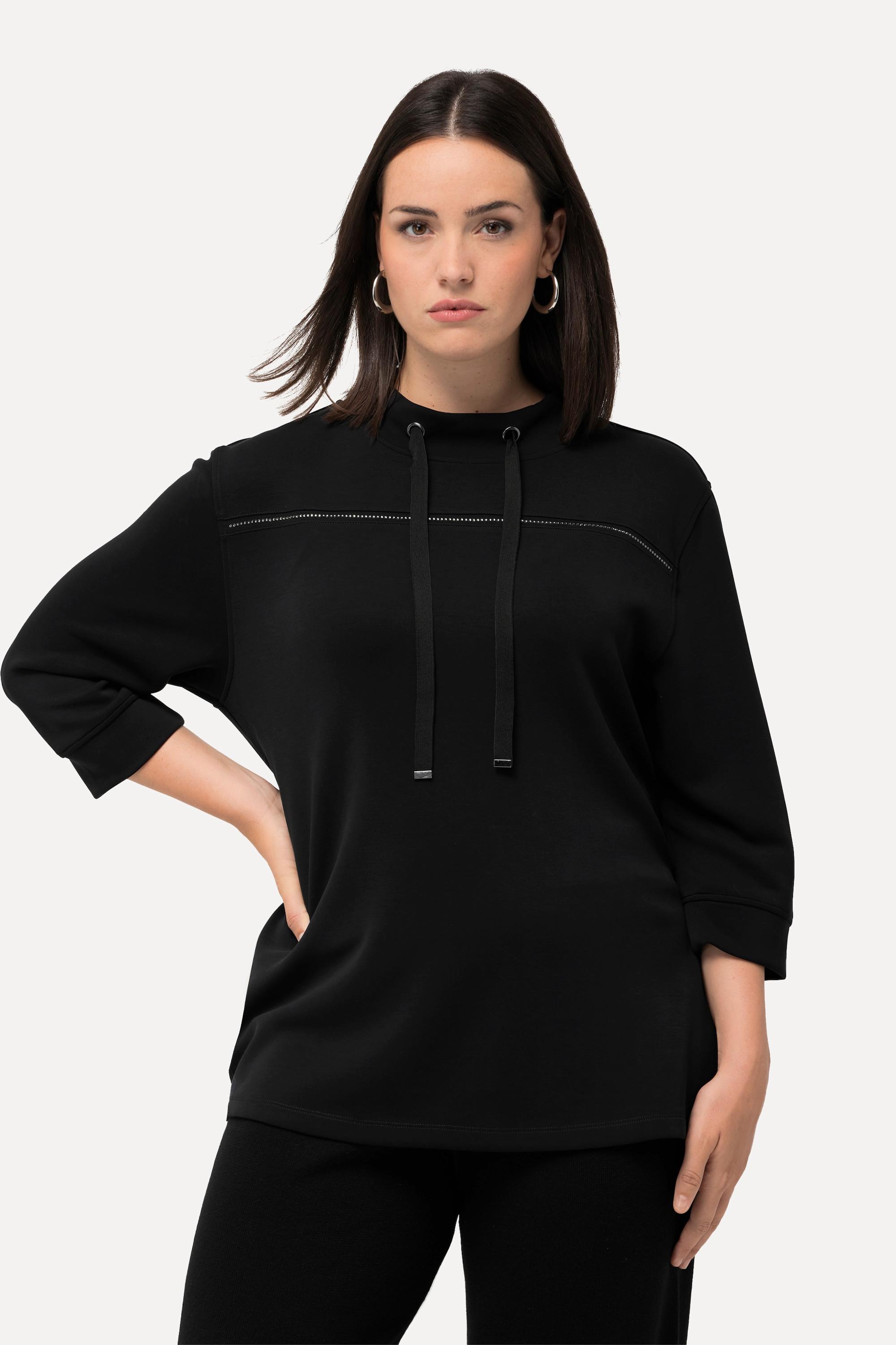 Ulla Popken  Sweatshirt, Ziersteine, Classic, Stehkragen, 3/4-Arm 