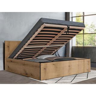 Vente-unique Lit coffre 140 x 190 cm - Coloris : Naturel et anthracite + Matelas - ELPHEGE  