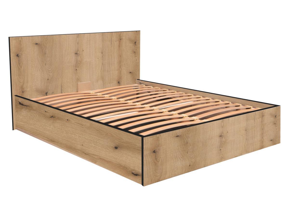 Vente-unique Lit coffre 140 x 190 cm - Coloris : Naturel et anthracite + Matelas - ELPHEGE  