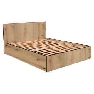 Vente-unique Bett mit Bettkasten - 140 x 190 cm - Holzfarben & Anthrazit + Matratze - ELPHEGE  