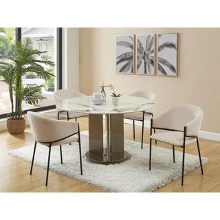 PASCAL MORABITO Stuhl mit Armlehnen 6er-Set - Cord & Schwarzes Metall - Cremefarben - ORDIDA  von Pascal MORABITO  