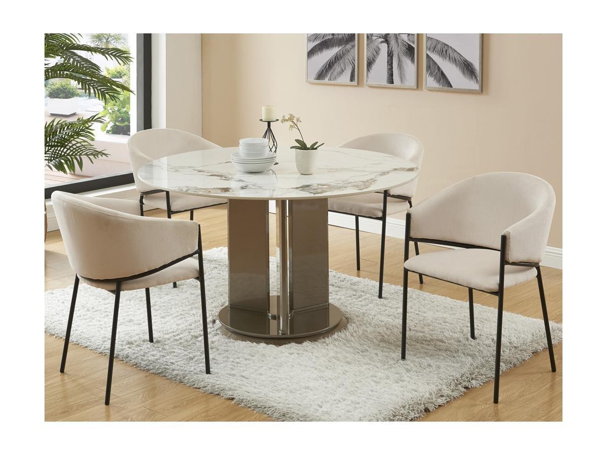 PASCAL MORABITO Stuhl mit Armlehnen 6er-Set - Cord & Schwarzes Metall - Cremefarben - ORDIDA  von Pascal MORABITO  