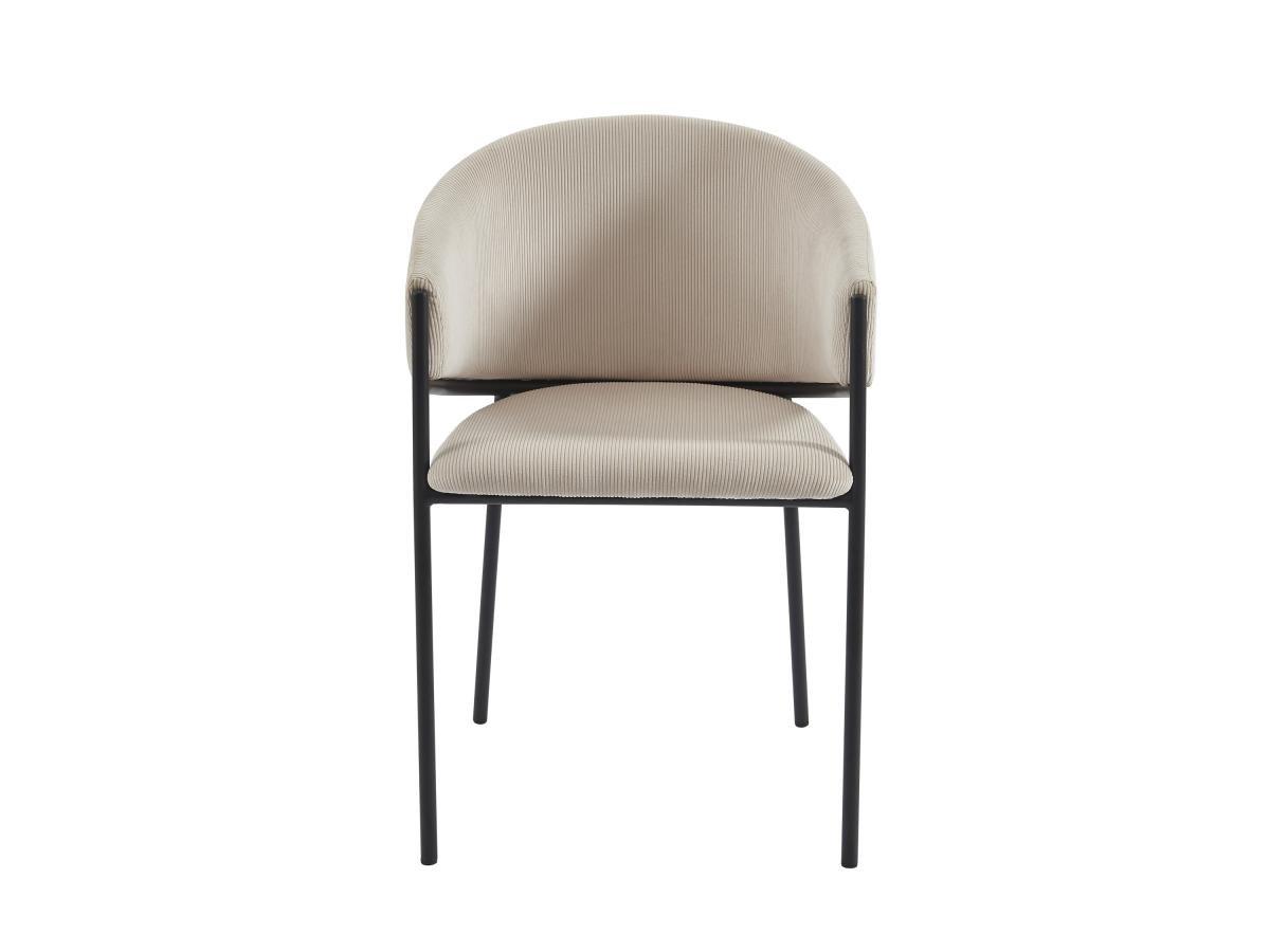 PASCAL MORABITO Stuhl mit Armlehnen 6er-Set - Cord & Schwarzes Metall - Cremefarben - ORDIDA  von Pascal MORABITO  