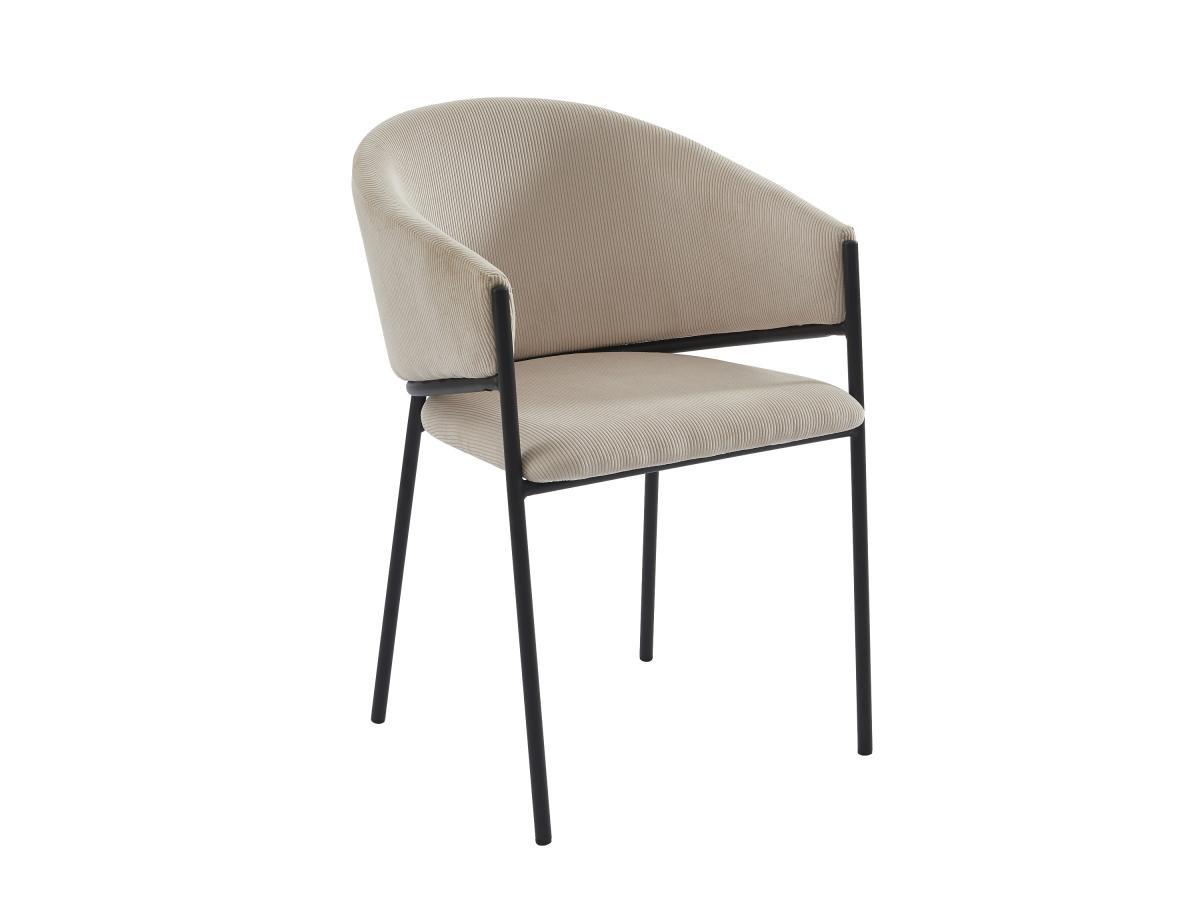 PASCAL MORABITO Stuhl mit Armlehnen 6er-Set - Cord & Schwarzes Metall - Cremefarben - ORDIDA  von Pascal MORABITO  