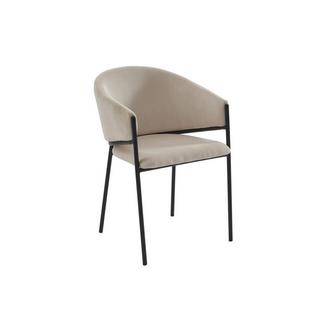 PASCAL MORABITO Stuhl mit Armlehnen 6er-Set - Cord & Schwarzes Metall - Cremefarben - ORDIDA  von Pascal MORABITO  