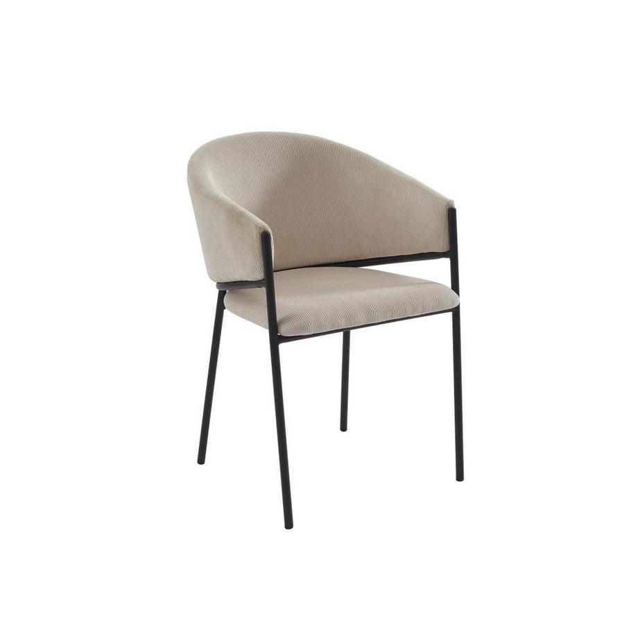 PASCAL MORABITO Stuhl mit Armlehnen 6er-Set - Cord & Schwarzes Metall - Cremefarben - ORDIDA  von Pascal MORABITO  