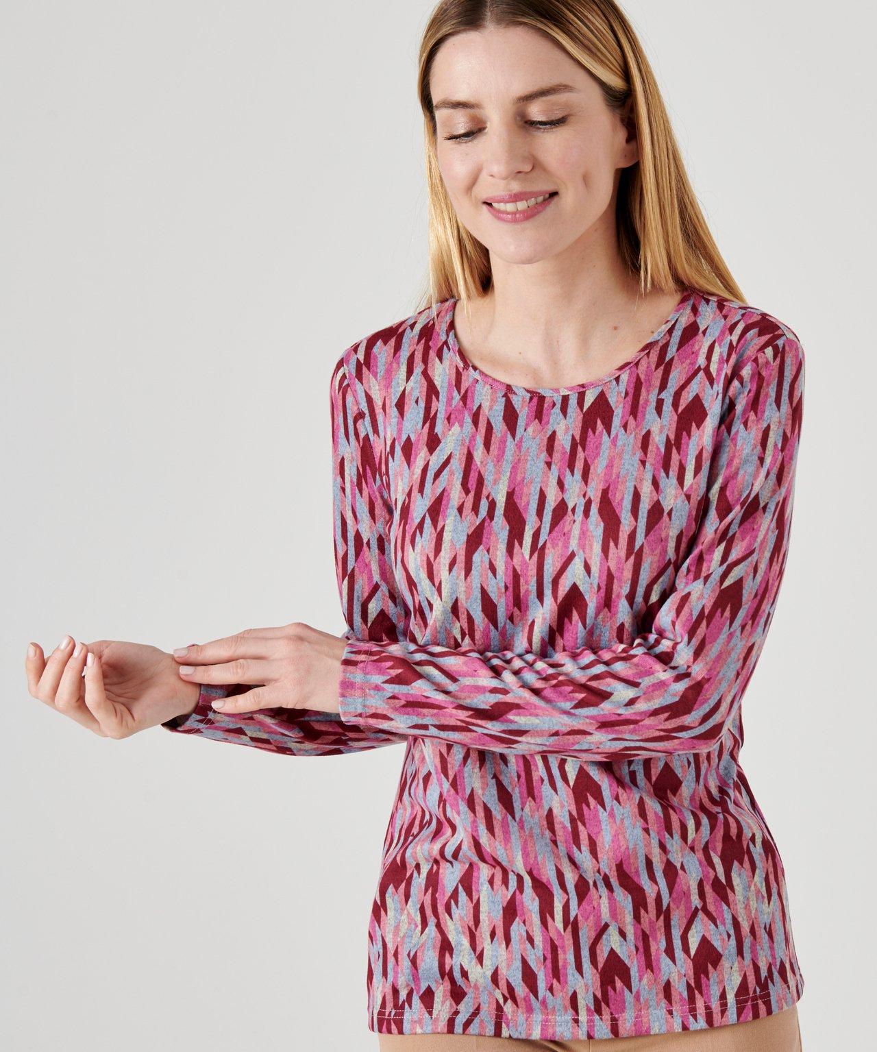 Image of Shirt Aus Warmem Strick Mit Grafischen Motive. Damen Rot 38/40