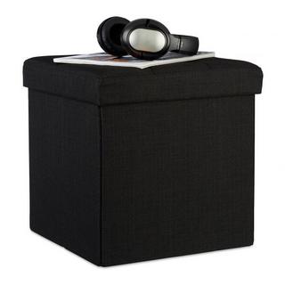 B2X Zusammenklappbarer Hocker mit Stauraum aus Leinenstoff  