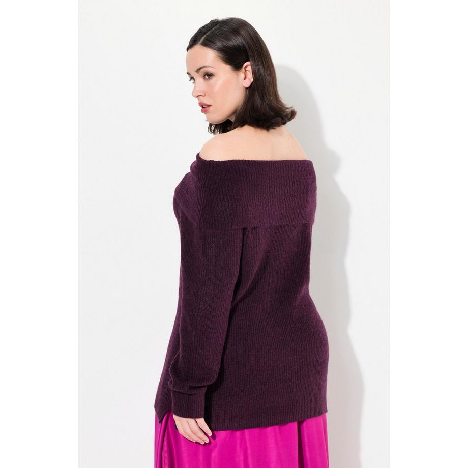 Ulla Popken Pullover Apertura sulle Spalle Maniche Lunghe Maglia Fine  