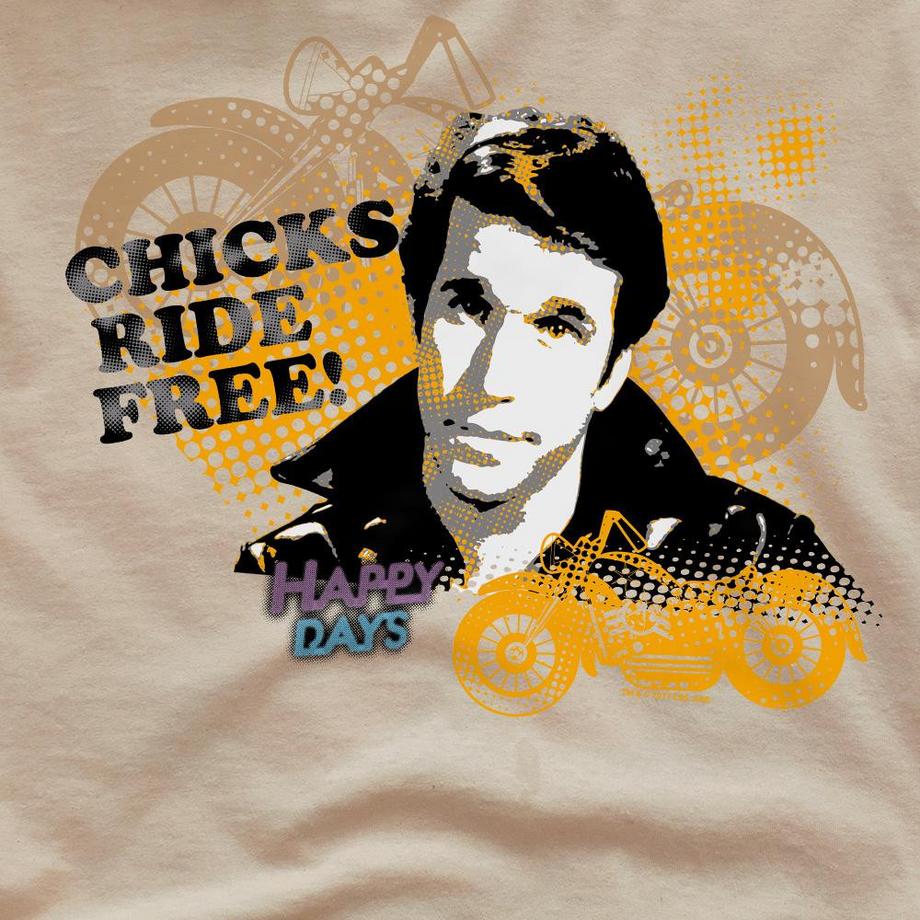Happy Days Chicks Ride Free T-Shirt  