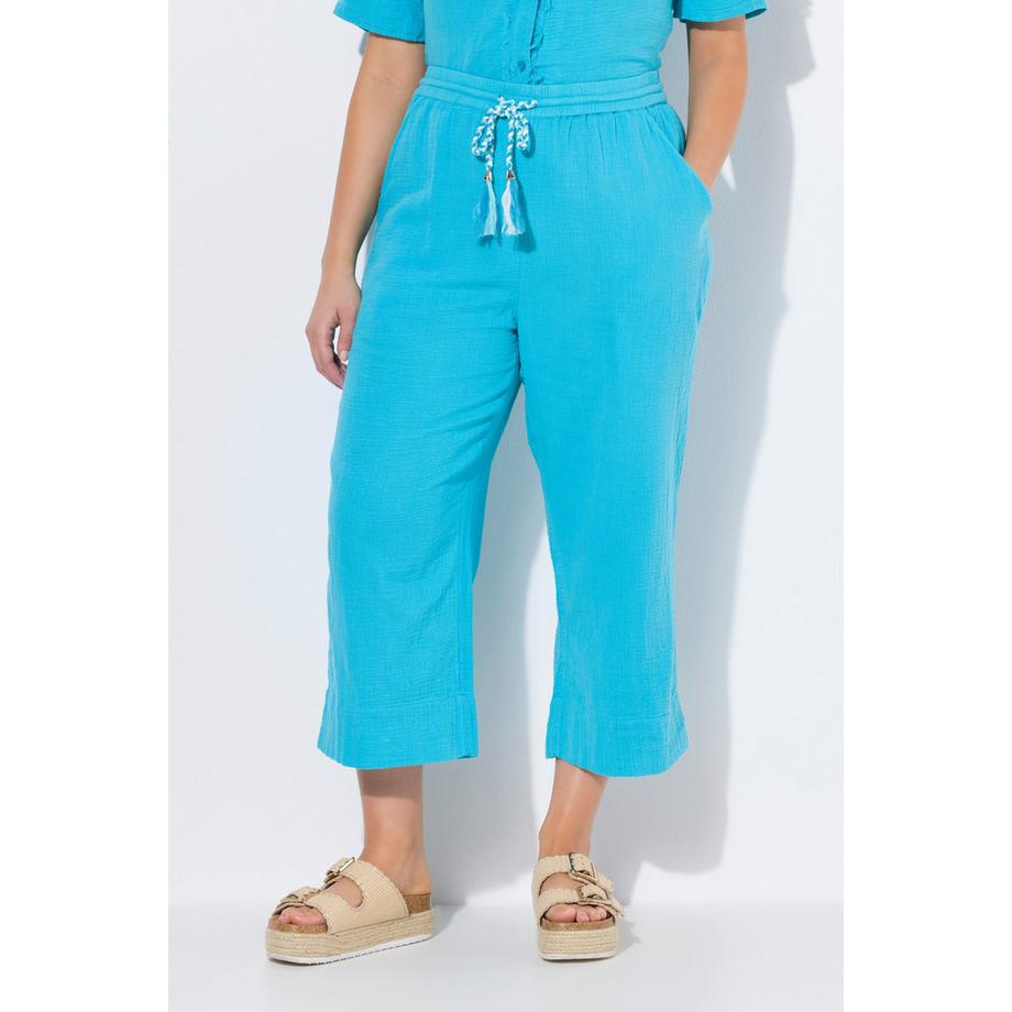 Ulla Popken Rose Musselin Culotte Weites Bein Elastikbund  