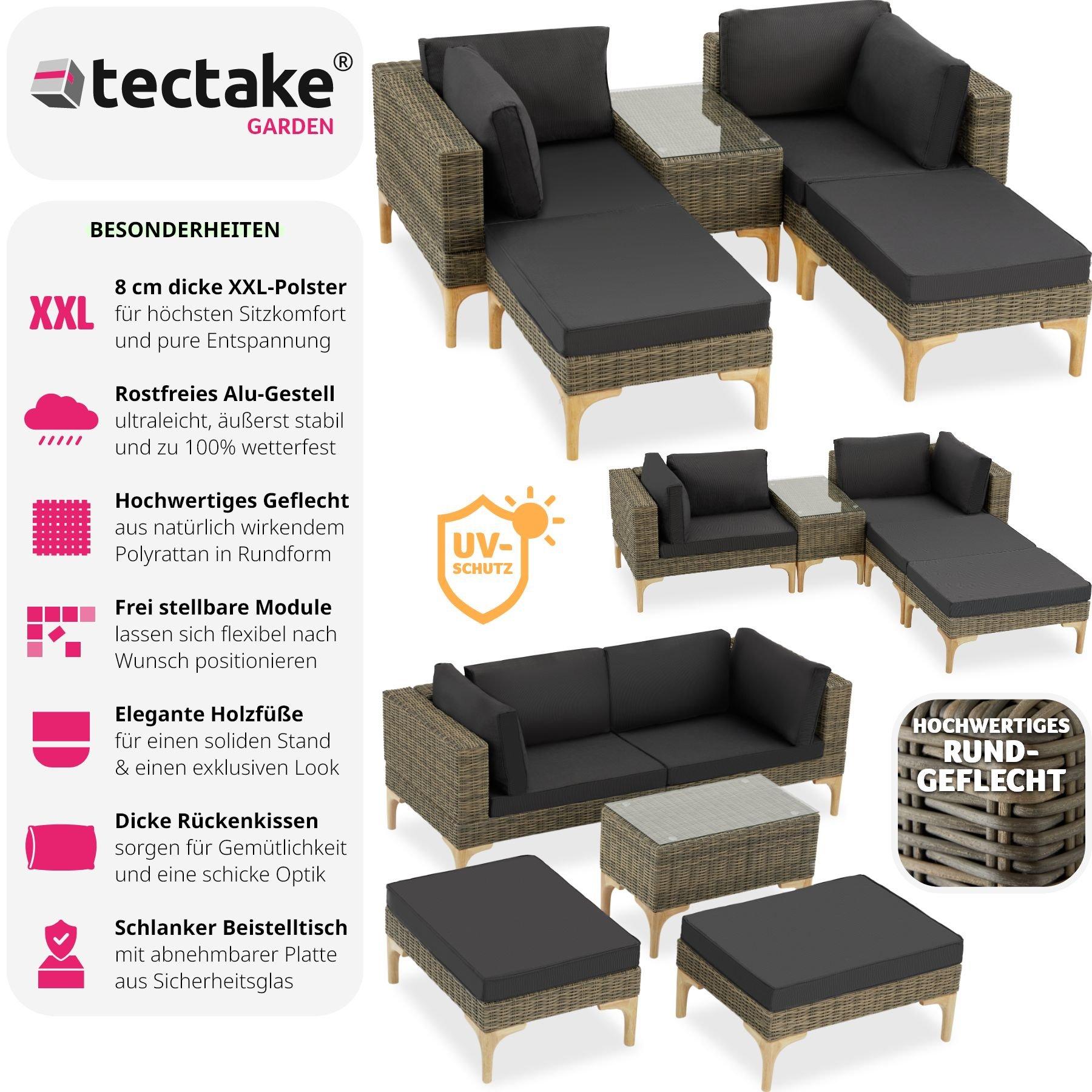 Tectake Salottino in rattan con telaio in alluminio Bellaria  