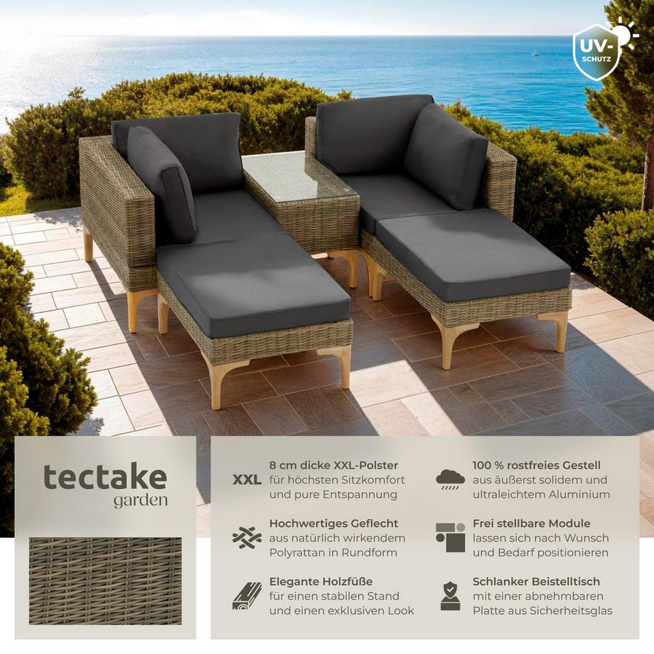 Tectake Salottino lounge in rattan  Bellaria con telaio in alluminio  