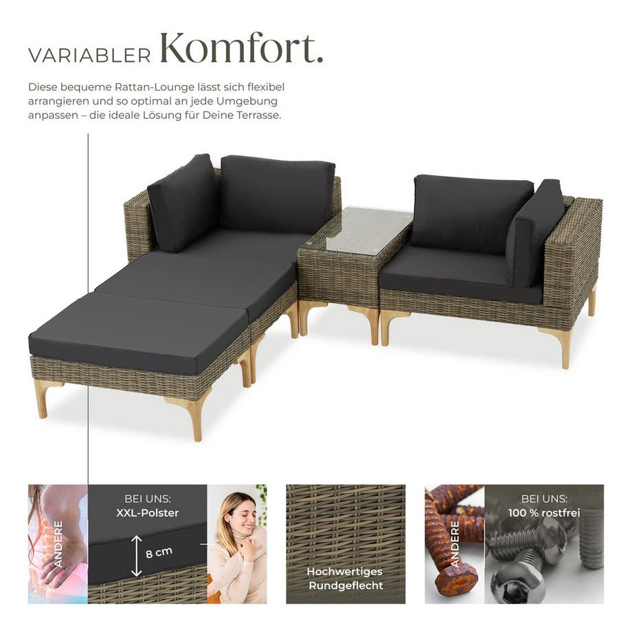 Tectake Salottino lounge in rattan  Bellaria con telaio in alluminio  