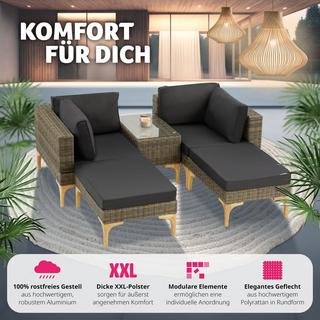 Tectake Rattan Lounge mit Aluminiumgestell Bellaria  