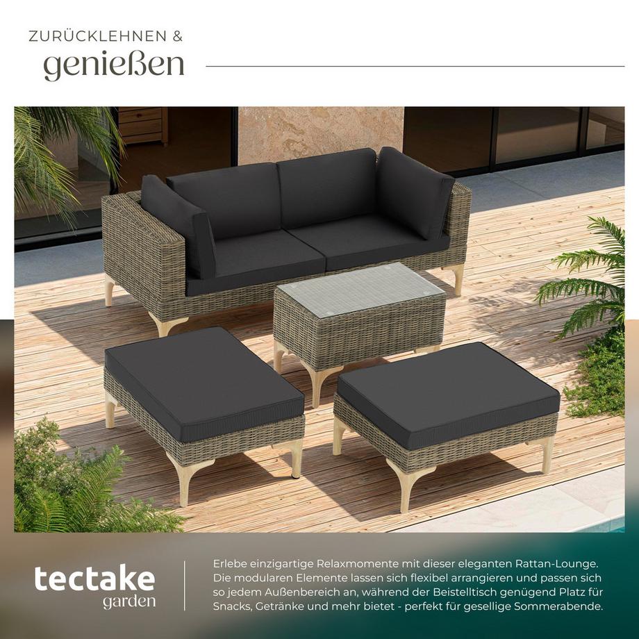 Tectake Salottino lounge in rattan  Bellaria con telaio in alluminio  