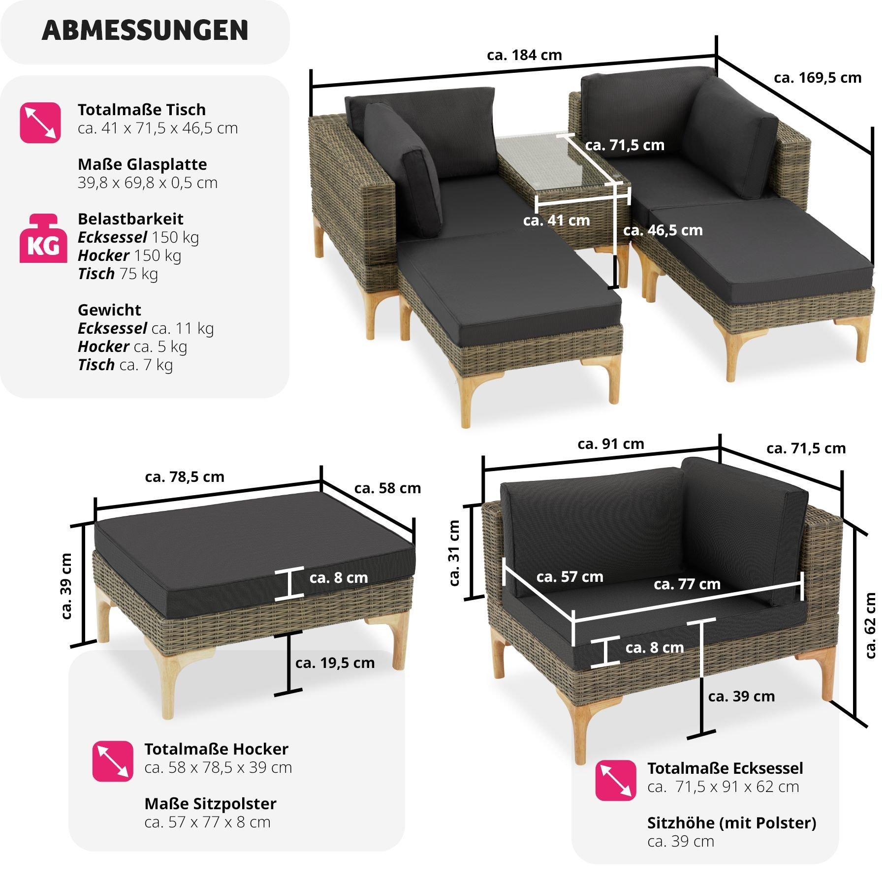 Tectake Rattan Lounge mit Aluminiumgestell Bellaria  