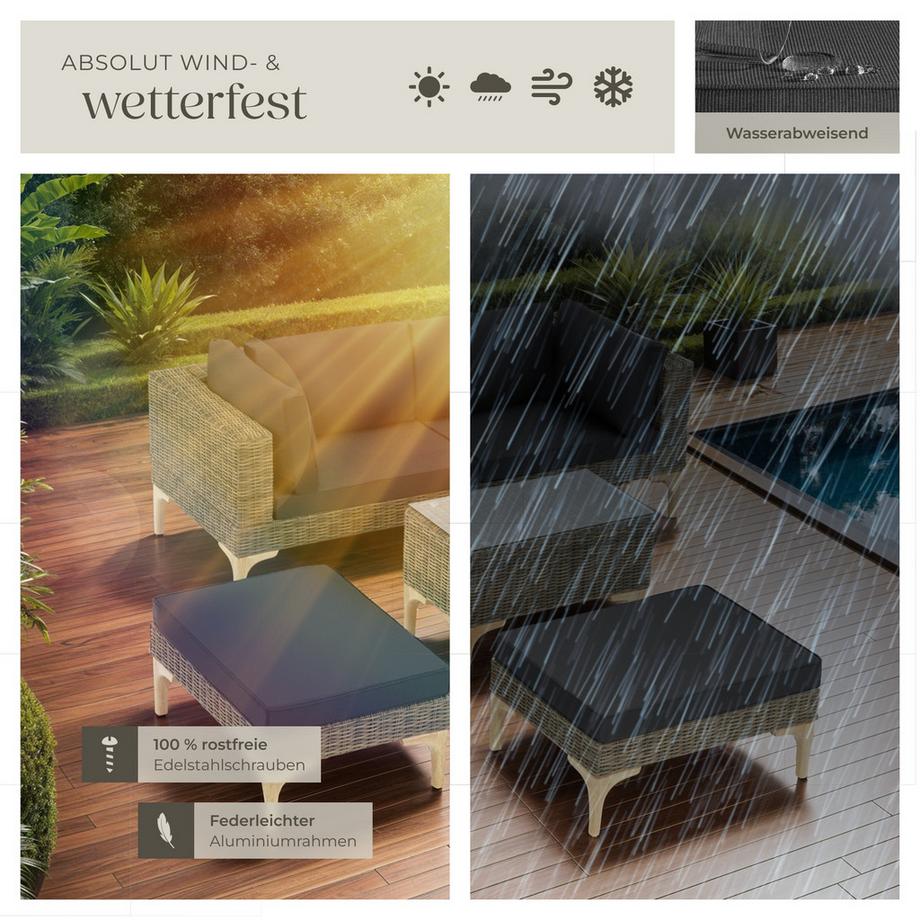 Tectake Lounge in rattan e alluminio Bellaria resistenti alle intemperie e ai raggi UV  
