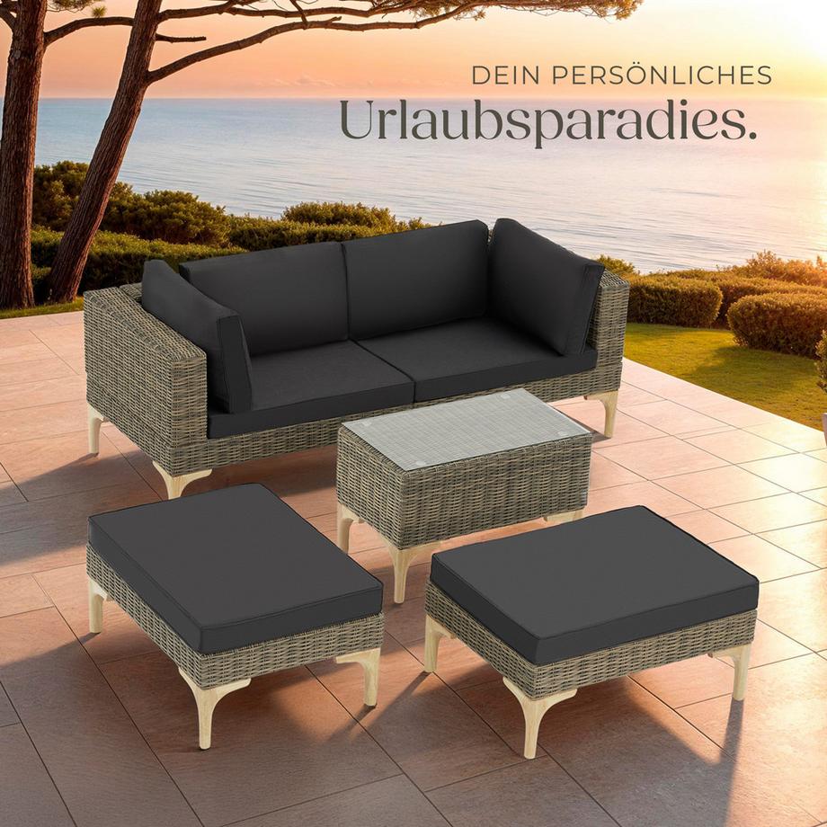 Tectake Lounge in rattan e alluminio Bellaria resistenti alle intemperie e ai raggi UV  